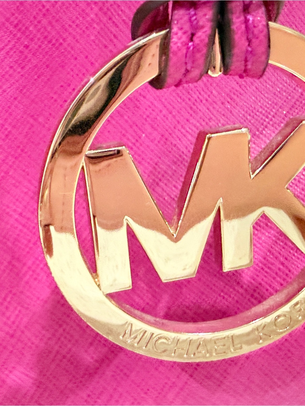 Michael Kors Hot Pink Saffiano Satchel with Gold Hardware - Picture 3 of 12